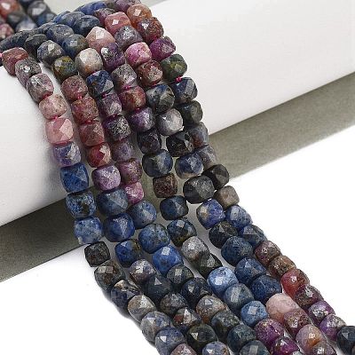 Natural Red Corundum/Ruby and Sapphire Beads Strands G-H042-A51-03-1