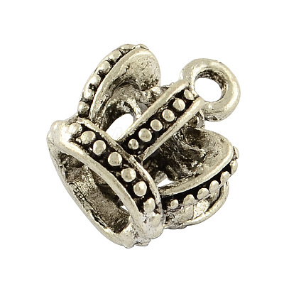 Tibetan Style Alloy 3D Crown Charms TIBEP-3584-AS-RS-1