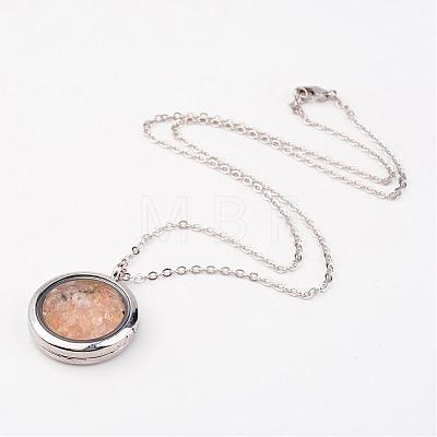 Natural Citrine Alloy Pendant Necklaces NJEW-JN01598-03-1