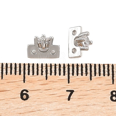 Brass Pave Clear Cubic Zirconia Spacer Bars KK-H538-09P-1