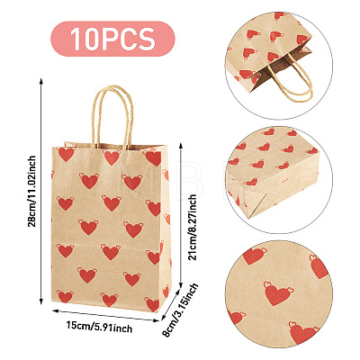 10Pcs Valentine's Day Paper Bags CARB-TADJ0001-01C-1