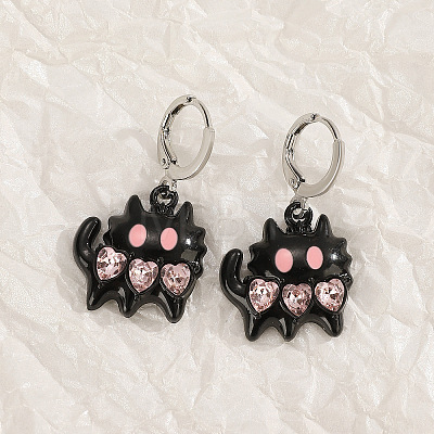 Alloy Enamel with Rhinestone Hoop Earrings FS-WGBA760-04-1
