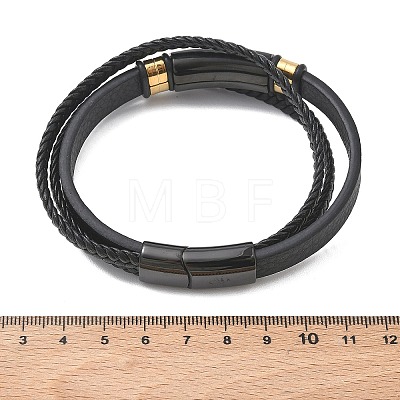 Braided Microfiber Leather Cord Multi-strand Bracelets BJEW-C153-01B-1