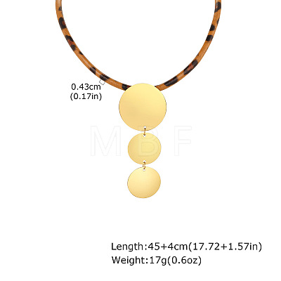304 Stainless Steel Pendant Leopard Printed PU Leather Cord Necklaces for Women WG4CB9D-01-1