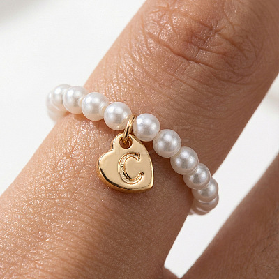 Plastic Imitation Pearl & Alloy Finger Rings FS-WG241E1-03-1