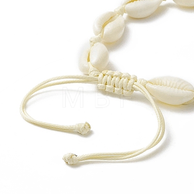 Narural Cowrie Shell Braided Bead Anklet for Women AJEW-AN00527-03-1