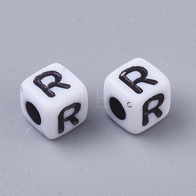 White Opaque Acrylic Beads MACR-R869-02R-1