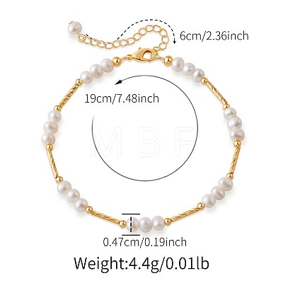 Natural Freshwater Pearl Potato Beaded Brass Tube Link Bracelets for Women LS-TP7024-1-1