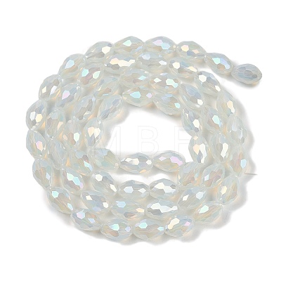 Opaque Solid Color Electroplate Glass Beads Strands EGLA-N013-J8mm-B02-1