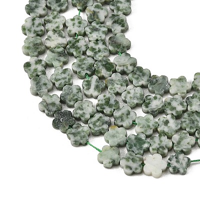 Natural Green Spot Jasper Beads Strands G-B138-C24-01-1