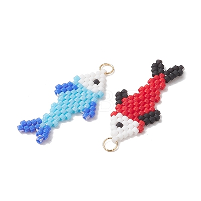 4Pcs 4 Colors MIYUKI Glass Seed Bead Pendants PALLOY-MZ01319-1