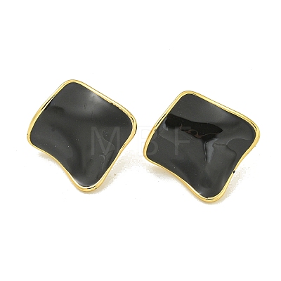 PVD Vacuum Plating 304 Stainless Steel & Enamel Stud Earrings for Women EJEW-G401-02G-03-1