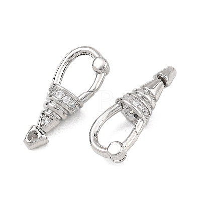 SHEGRACE Brass Micro Pave Clear Cubic Zirconia Spring Gate Clasps XGRQ58856-750P-1