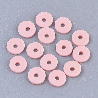 Flat Round Handmade Polymer Clay Bead Spacers CLAY-R067-3.0mm-18-1