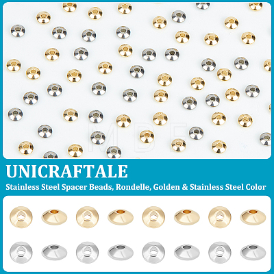 Unicraftale 120Pcs 2 Colors 304 Stainless Steel Spacer Beads STAS-UN0050-37-1