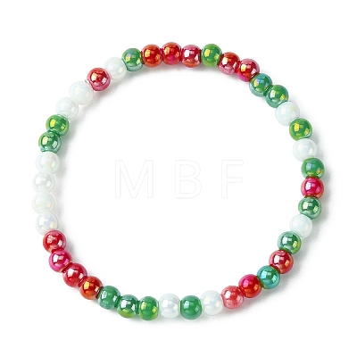 Glass Round Beaded Stretch Bracelet for Kids BJEW-JB09584-1