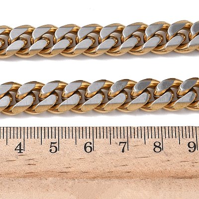 10MM 201 Stainless Steel Cuban Link Chain Necklaces for Women Men NJEW-F360-01G-1