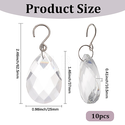 10Pcs Glass Pendant Decorations AJEW-SP0004-79-1