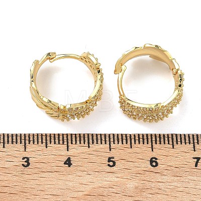 Leaf Brass Micro Pave Clear Cubic Zirconia Hoop Earrings EJEW-C182-06G-1