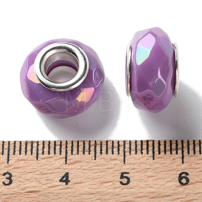 Opaque Brass Cores Acrylic European Beads OACR-M024-03S-02-1