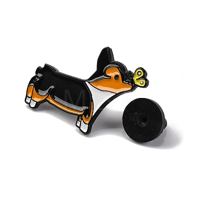 Creative Cartoon Cute Corgi Dog Zinc Alloy Brooches JEWB-U001-01B-1