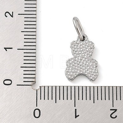 304 Stainless Steel Pave Natural White Shell Bear Charms with Jump Ring STAS-B075-01P-02-1