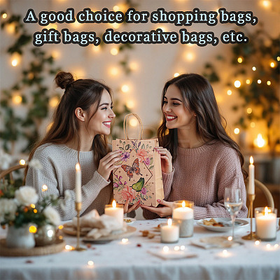 15Pcs 3 Styles Flower Butterfly Pattern Kraft Paper Bags CARB-TA0001-17-1