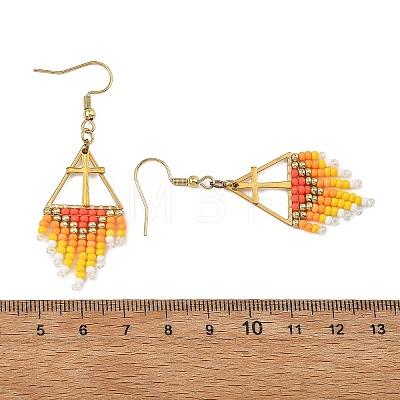 Glass Beads Braided Dangle Earrings EJEW-MZ00786-02-1