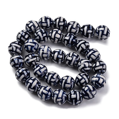 Handmade Blue and White Porcelain Beads Strands PORC-I027-01E-1