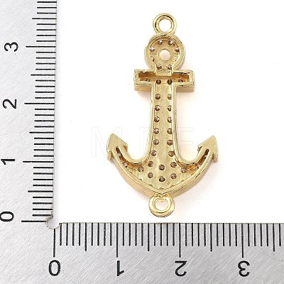 Rack Plating Brass Micro Pave Clear Cubic Zirconia Anchor Connector Charms KK-A234-052G-1