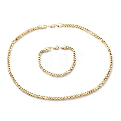 Ion Plating(IP) 304 Stainless Steel Wheat Chain Bracelets & Necklaces Jewelry Sets SJEW-B019-04C-G-1