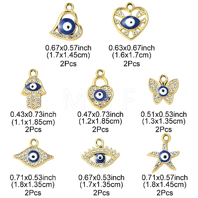 16Pcs 8 Styles UV Plating Alloy Enamel Pendants FIND-FS0002-74-1