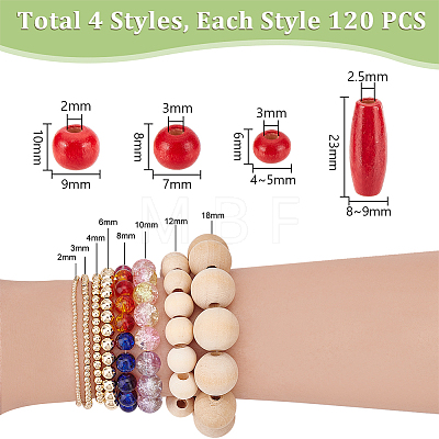 Dyed Natural Wood Beads WOOD-PH0003-12A-1