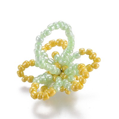 (Jewelry Parties Factory Sale)Glass Seed Beaded Stretch Rings RJEW-JR00252-05-1