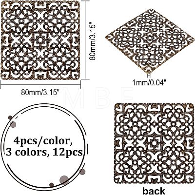 CHGCRAFT 12Pcs 3 Colors Alloy Filigree Joiners Findings FIND-CA0004-94-1