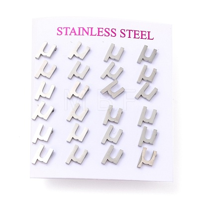 304 Stainless Steel Greek Alphabet Stud Earrings STAS-D007-07P-13-1