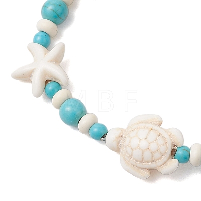 2Pcs Starfish & Turtle Synthetic Turquoise Beads Stretch Bracelets for Women BJEW-JB11921-1