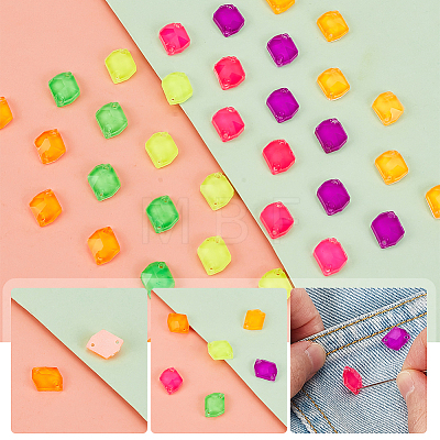 AHADERMAKER 108Pcs 6 Colors Fluorescence Glass Connector Charms GLAA-GA0001-36-1