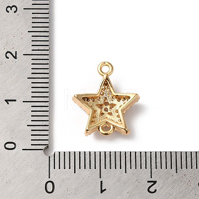 Brass Micro Pave Clear Cubic Zirconia Star Links Connector Charms KK-C062-105G-1