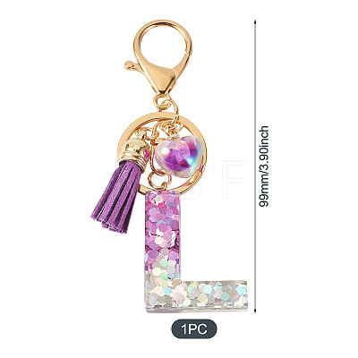 Alloy Resin Heart Keychains KEYC-TADJ0002-01G-L-1