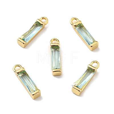 Rack Plating Brass Inlaid Cubic Zirconia Charms ZIRC-C037-08G-06-1