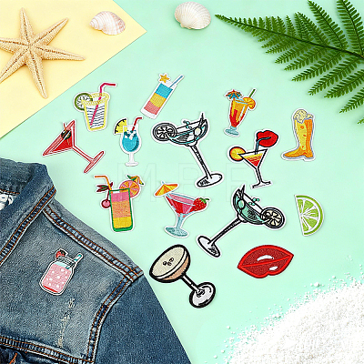 15Pcs 15 Styles Computerized Embroidery Polyester Iron on/Sew on Patches PATC-PH0001-81-1
