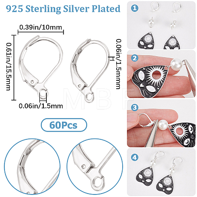 60Pcs Brass Leverback Earring Findings KK-SC0005-61-1