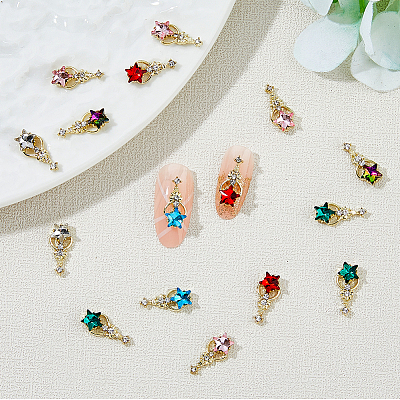 HOBBIESAY 30Pcs 6 Colors Alloy Rhinestone Cabochons MRMJ-HY0001-25-1