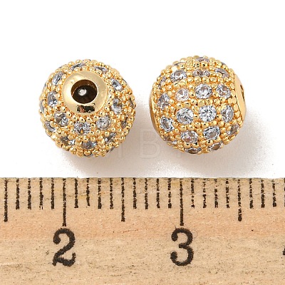 Brass Micro Pave Clear Cubic Zirconia Beads ZIRC-R113-01C-G-1