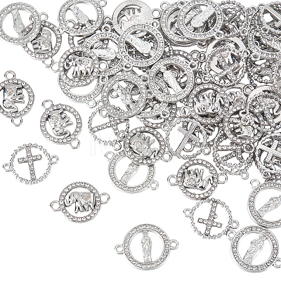 60Pcs 3 Styles Alloy Connector Charms with Crystal Rhinestone FIND-HY0002-57-1