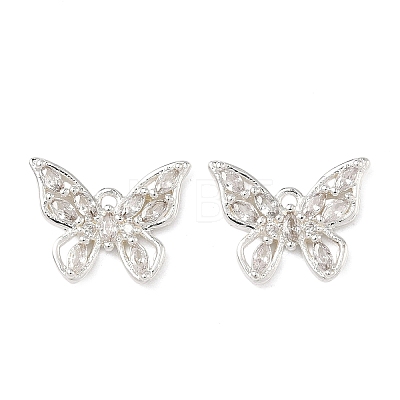 Brass Micro Pave Clear Cubic Zirconia Charms KK-C168-27S-1