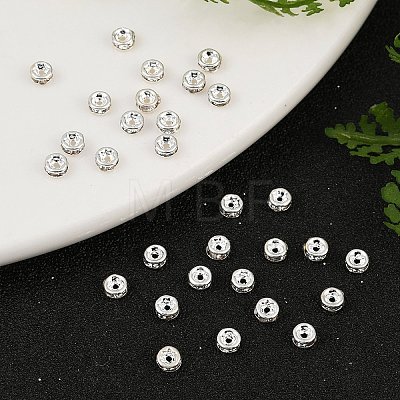 Rack Plating Rondelle Brass Grade A Crystal Rhinestone Spacer Beads X-RB-D300-S-1