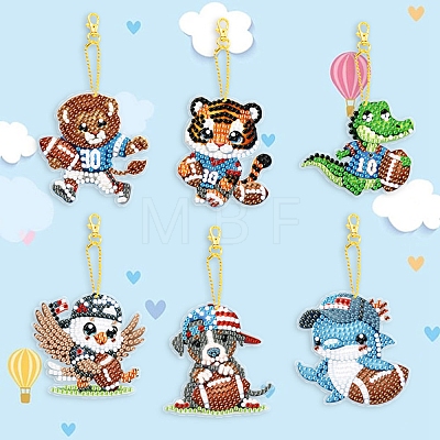 DIY Diamond Painting Animal & Rugby Keychain Kits PW-WG74B58-01-1