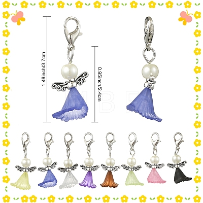 60Pcs 10 Colors Acrylic & Glass Pearl Pendant Decorations HJEW-YW00251-1